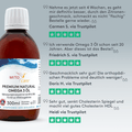 Trustpilot Bewertungszitate zum Produkt Premium Natural Omega 3 Öl - Produkt ansicht von vorne neben text
